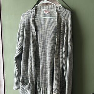 Knox Rose Textured Open-Front Cardigan in Gray
